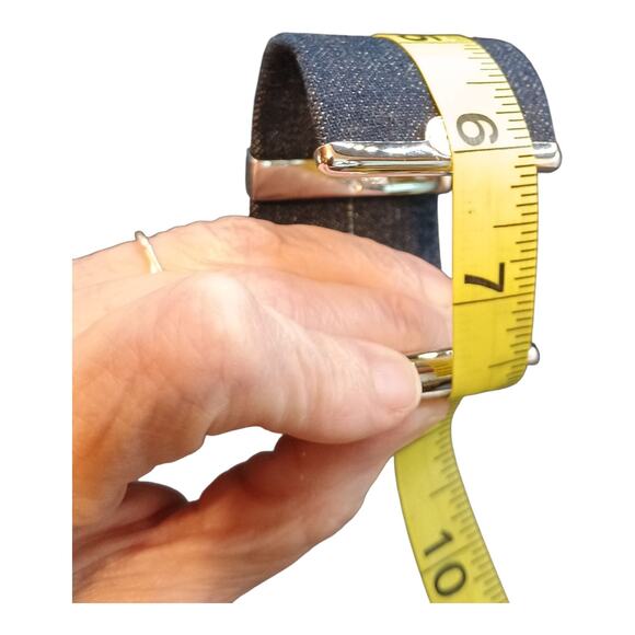 Swarovski Blue And Silver Toned Crystal Bar Stylish Blue Denim Cuff Bracelet - Picture 7 of 14